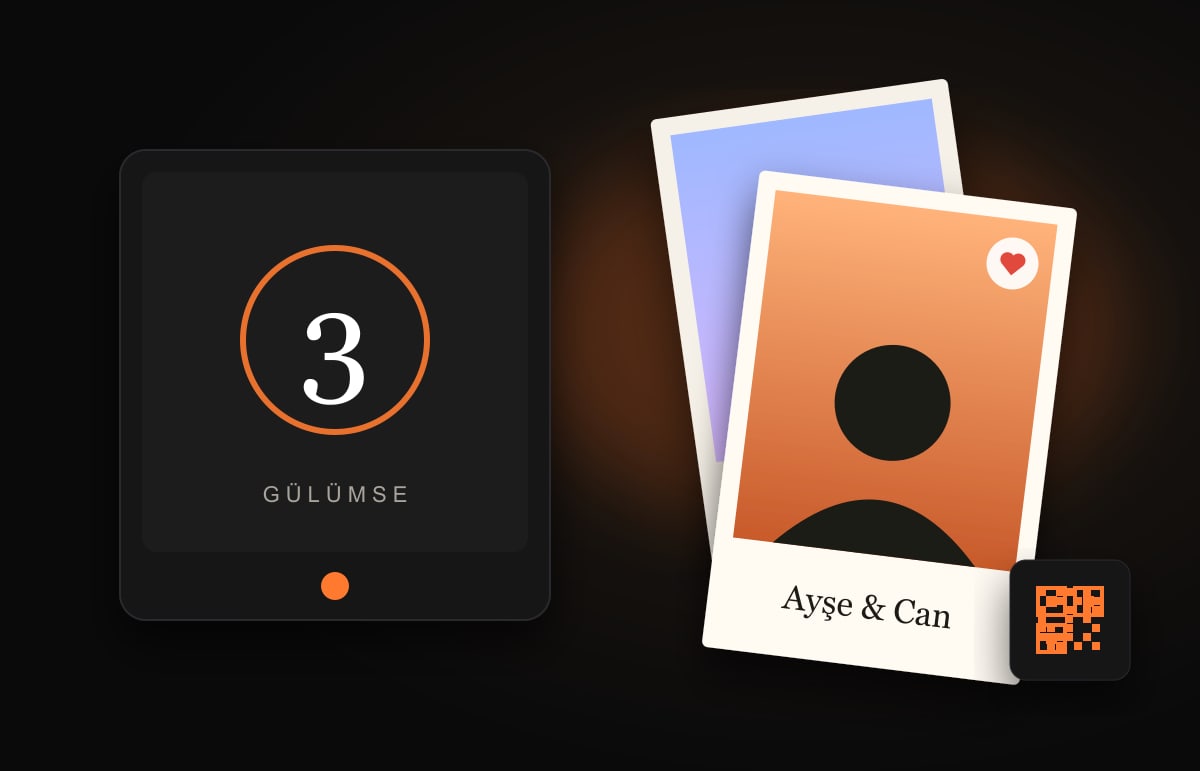 Photo Booth geri sayım ekranı ve şablonlu baskılar